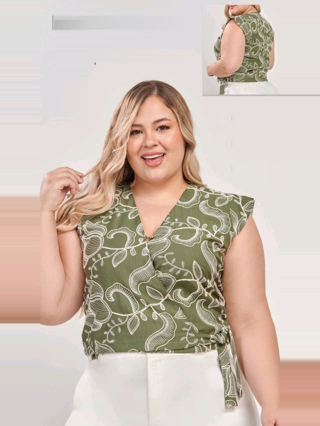 Blusa cruzada bordada en tallas plus, blusas y camisas en El Baúl de la Moda, Jamundí