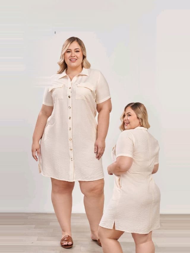 Vestido camisero corto con bolsillos, vestidos en El Baúl de la Moda, Jamundí